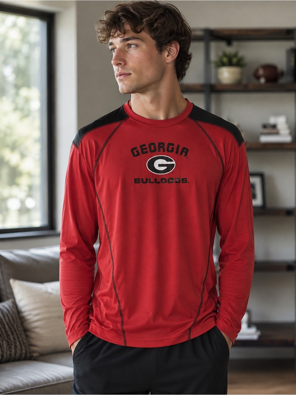 Men’s Size XL Georgia Bulldogs Men's Red Long-Sleeve Performance Shirt